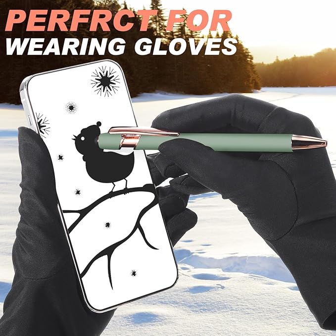 Tenare 12 Pieces 2 in 1 Stylus Metal Ballpoint Pen with Stylus Tip, 1.0 mm Black Ink Ballpoint Pen for Touch Screens(Morandi Color)