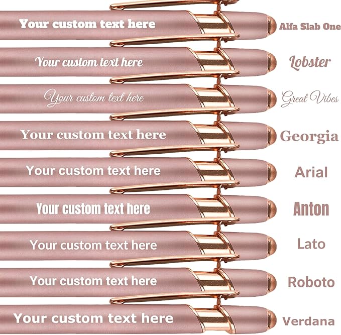 Personalized Custom Pens in Bulk – Engraved Black Ink Ballpoint Pens for Business Gifts, Customizable Writing Pens for Men and Women(Rose Gold)