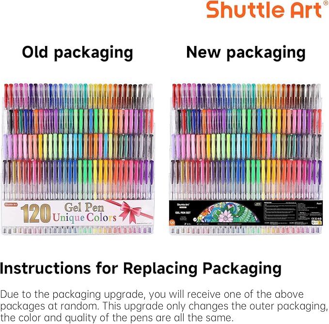 Shuttle Art 120 Unique Colors (No Duplicates) Gel Pens Gel Pen Set for Adult Coloring Books Art Markers