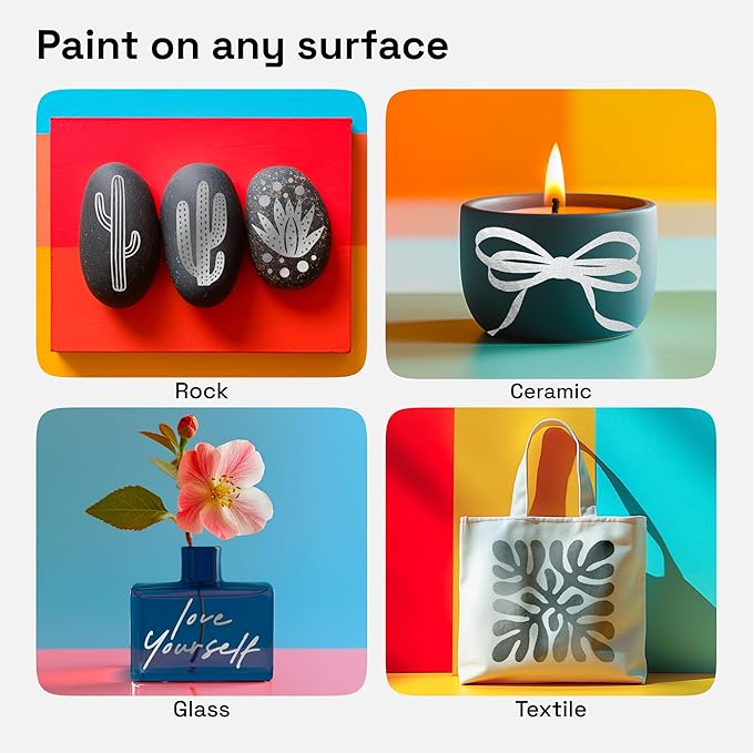 ARTISTRO 2 Silver Dual-Tip Acrylic Paint Pens - Multisurface Markers for Fabric, Plastic, & More, 5mm Dot + 1mm Fine Tips