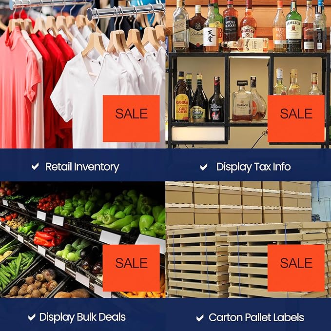 Perco Sale Labels for Monarch 1136 Price Gun - 8 Rolls, 14,000 Pricemarking Labels - with Bonus Ink Roll