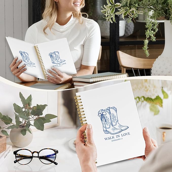 Christian Western Spiral Notebook Journal, Western Cowgirl Bible Notebooks for Note Taking, Cowgirl Gifts for Women, Christian Prayer Bible Journaling Hardcover Spiral Journal 5.5x8.3 Inches Writing Pads