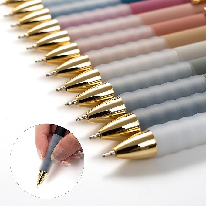 Linbsunne Ballpoint Pens Black Medium Point 1mm Pen with Super Soft Grip Ball Point Pen for Men Women Retractable Pens (18-Count)