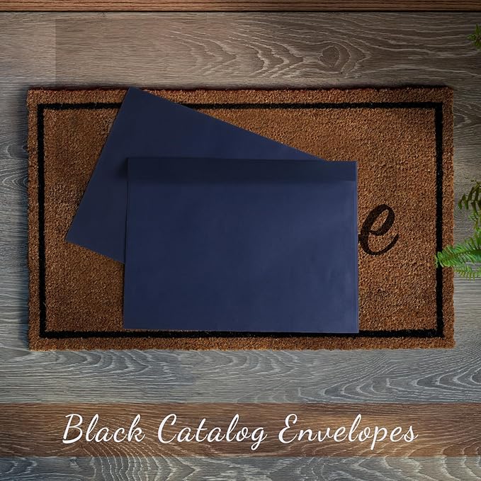 Crtiin 100 Pcs 9 x 12 Open End Booklet Envelopes 80 lb 120gsm Catalog Envelopes with Closure for Mailing Catalog Financial Document Magazine Pamphlet Business(Navy)