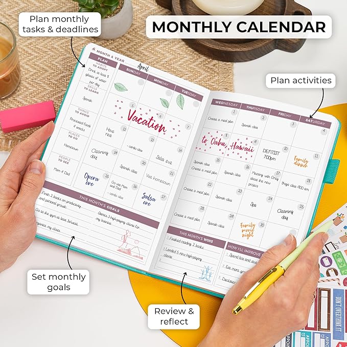 Clever Fox Planner 2nd Edition – Colorful Weekly & Monthly Goal Planner, Time Management & Productivity Organizer, Undated, A5 (Aquamarine)