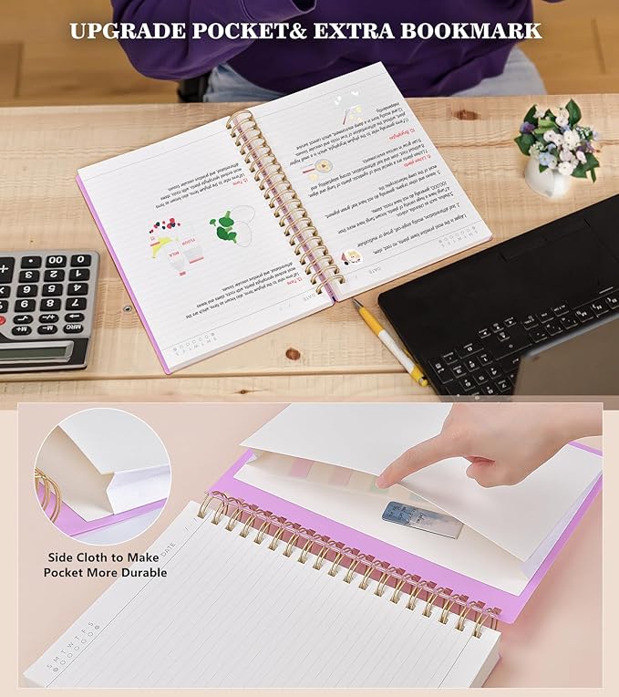 Spiral Notebook Journal ,360 Pages College Ruled Notebooks,Lined Thick Journals for Women Men, A5 Thick Spiral Journal for Writing,100GSM Paper, Spiral Notebooks for Work School 5.5"x8.5" Purple