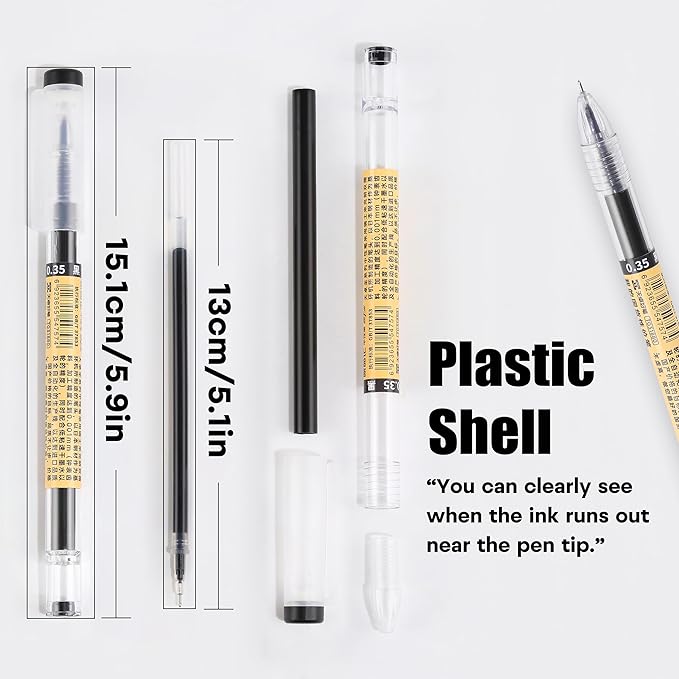 RIANCY Black Blue Red Gel Ink Pens, 0.35mm Extra Fine Point Smooth Writing Rollerball Pens, Japanese Style No Smudge Ballpoint Pen, Quick Drying for Journaling Office School Stationery Supplies 12Pcs