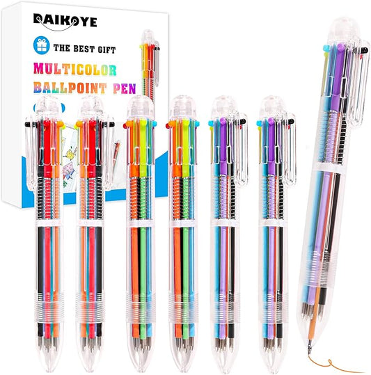 DAIKOYE Ballpoint Pens 6 PCS 0.5mm 6-in-1 Multicolor Ballpoint Pens Birthday Party Favors Gifts