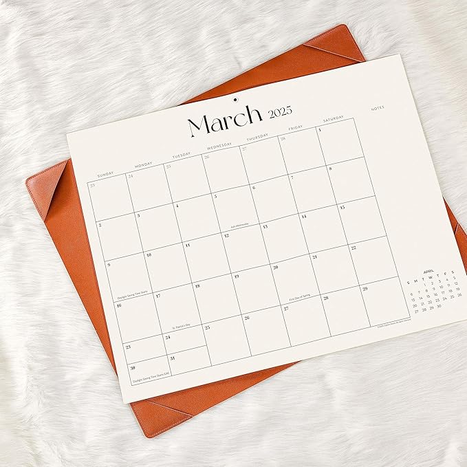 Simplified Desk Calendar 2025-2026 with Desktop Mat, Cabbrix Large Desk Pad Calendar 21" x 16-1/2" from July 2025 to December 2026, Desk Blotter Calendar for Home School and Office (Brown)