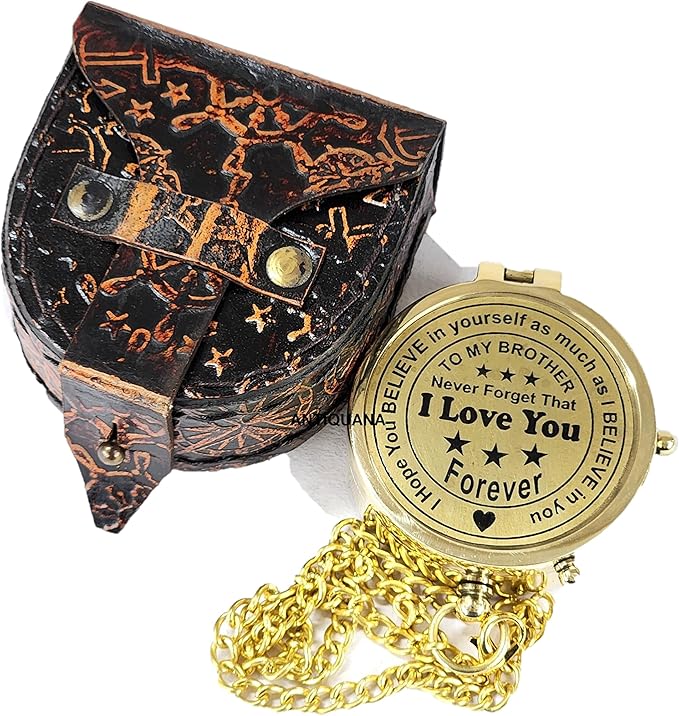 Brass Directional Engraved Compass, Baptism Gifts for Boys Girls, First Communion, Christian Gifts for Men, First Confirmation Gifts for Boys, Inspirational