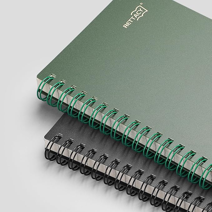 RETTACY Pocket Journal Notebook, 160 Lined Pages, A6 Mini Small Size (4.5" × 5.7"), for Work, Journaling, Writing, 100 GSM Thick Paper, Spiral-bound, Flexible Plastic Cover (Black)