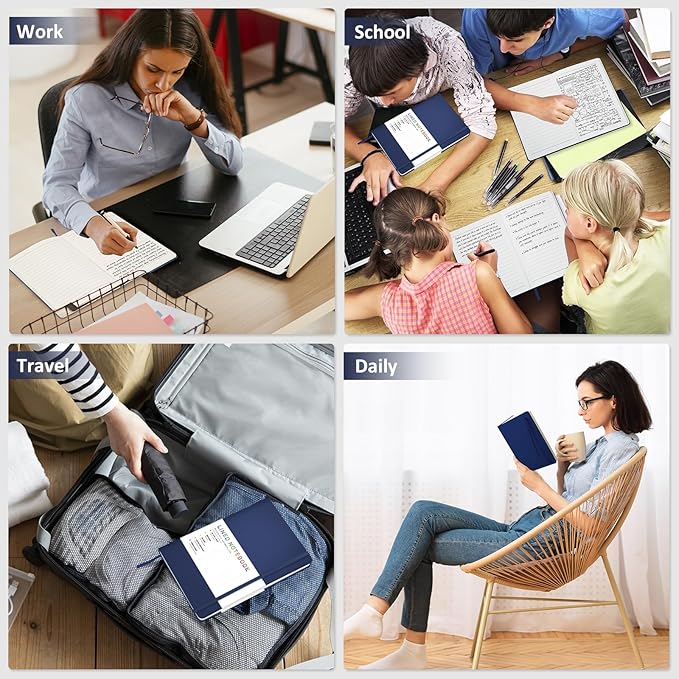 Lined Journal Notebook for Women Men, 200 Pages A5 Hardcover Leather Journals for Writing,Travel,School,Office,Work,Business,College Ruled Notebooks for Note Taking, Diary Notepad 5.7"×8.3"(Blue)