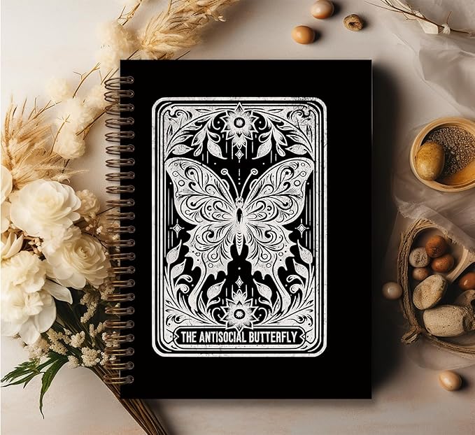 Tarot Gothic Witchy Journal Spiral Notebook,Black Butterfly Celestial Journals for School Office Supplies Teacher,Witchy Gifts Hardcover Spiral Notebook for Teen Girls Women