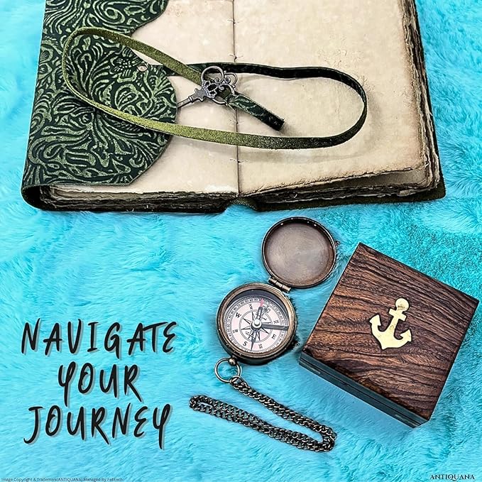 Brass Directional Engraved Compass, Baptism Gifts for Boys Girls, First Communion, Christian Gifts for Men, First Confirmation Gifts for Boys, Inspirational