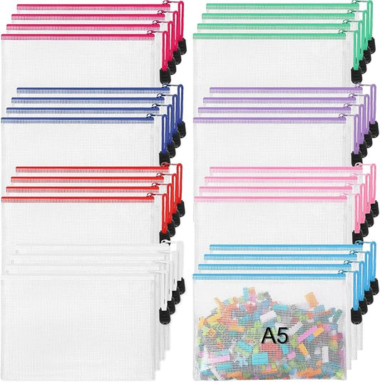 Jetec 32 Pcs Mesh Zipper Bags Toy Storage Bikini Organizer Bag Bolsas Para Guardar Trajes De Baño Waterproof Zipper Reusable Pouch Puzzle Multipurpose for Storage Office(Classic Color,9 x 7 Inch)