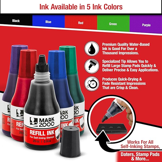Self-Inking Refill Ink - Purple - 25cc (0.9oz)