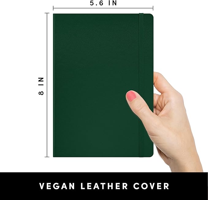 PAPERAGE Blank Journal Notebook, (Dark Green), 160 Pages, Medium 5.6 in x 8 in - 100 GSM Thick Paper – Hardcover Journaling Notebook for Work, School, Note Taking or Sketching