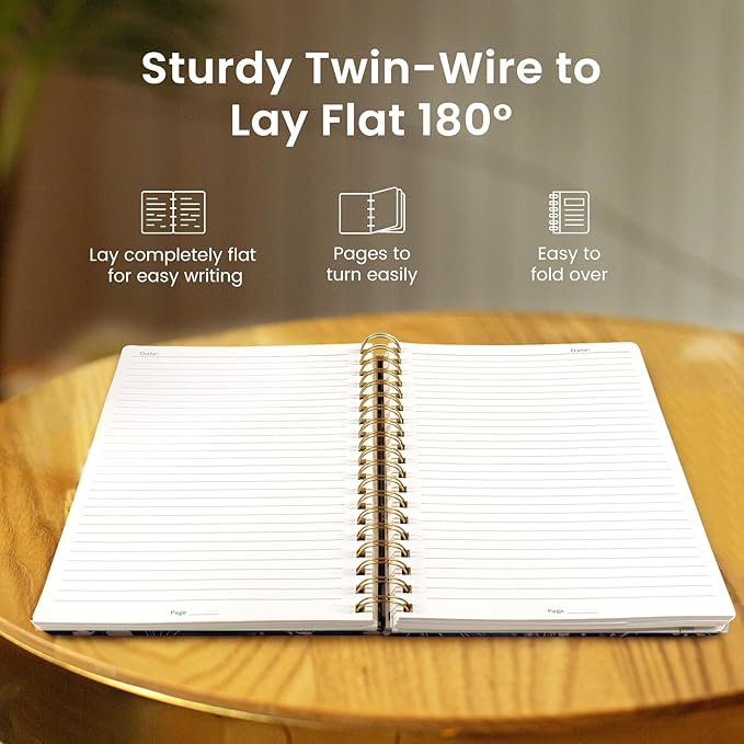 Lined Spiral Notebook Journal for Work, 300 Pages Thick B5 (7.1"x10") College Ruled Journal for Women & Writing, Hardcover Notebook for Note Taking, Perfect for Office Home School, Rustic Bloom