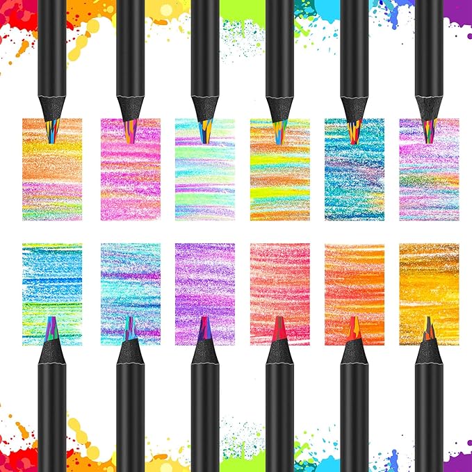 School Supplies for Teachers, 12 Color Rainbow Pencils Colored Pencils for Kid, Drawing School Supplies Fun Art Teen Girl Gifts Trendy Stuff, Art Supplies Stocking Stuffers for Kids