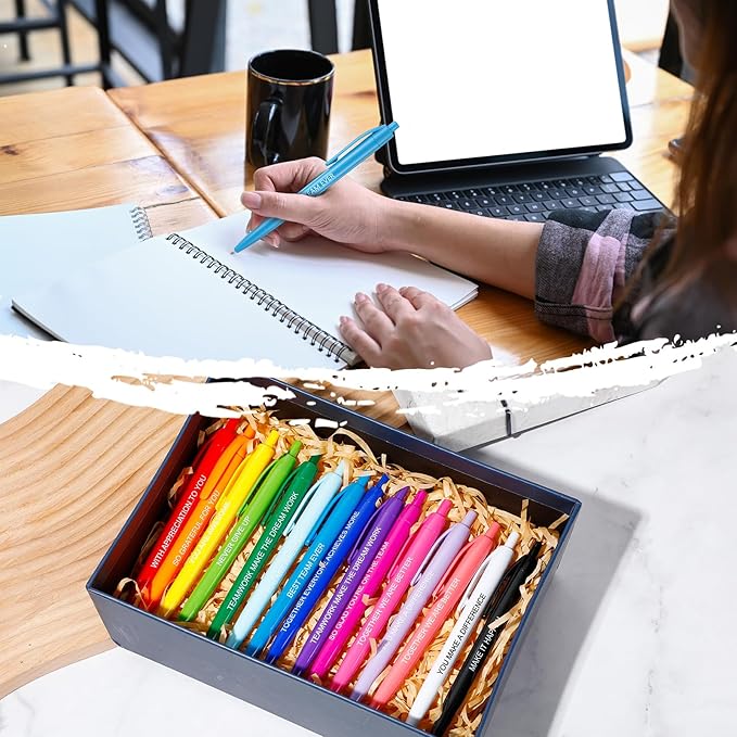 90 Pcs Ballpoint Team Building Pen Inspirational Quotes Black Gel Ink Pens Bulk for Appreciation Coworkers Employee Retractable Rolling Ballpoint Pens for Party Favor Gifts Supplies (Team)