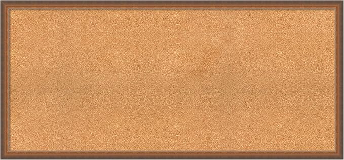 Amanti Art Natural Cork Board for Wall, 24x52 Vision Board with Bronze Frame, Oversize Corkboard Office Decor for Home Organization, Modern Corkboard Pinboard to Display Items for Home Organization
