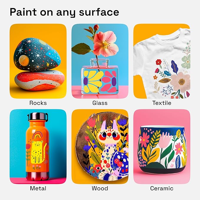 ARTISTRO 60 Dual Tip Fabric Markers - Acrylic Drawing Markers for All Ages & Levels - Fabric Paint Pens for Personalizing Clothes, T Shirts, Bags, Canvas, Textiles (Brush + Fine)