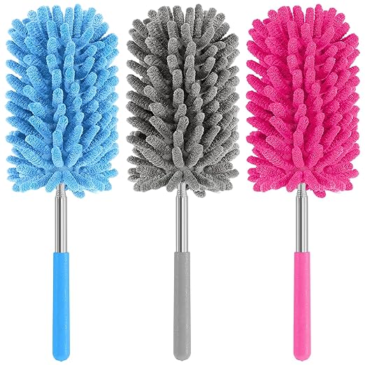 Mini Duster for Cleaning, 360° Bendable Hand Dusters with Extension Pole, Washable Small Duster for Car Interior, Office, Furniture