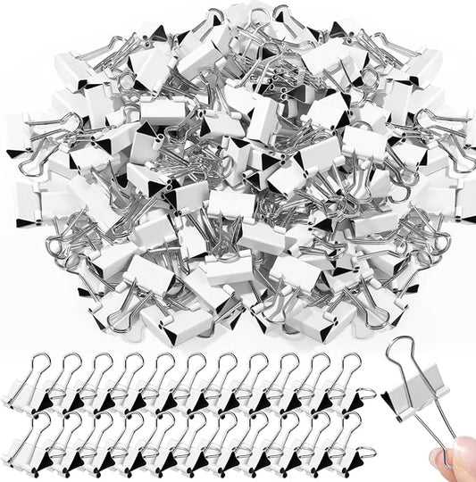 Jetec 100 Pack 0. 75in/19mm White Metal Binder Clips Bulk Medium Reusable Fold Back Binder Clips Paper Clamps Spring Steel Sturdy for Home Office School Supplies