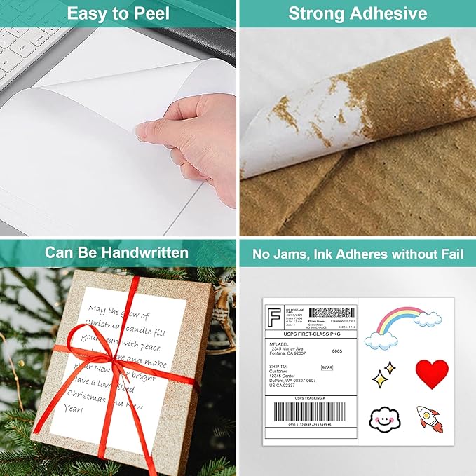 MFLABEL 8.5 x 11 Inch Half Sheet Shipping Labels - 1000 Adhesive Sticker Papers for Laser & Inkjet Printer (500 Sheets, 48 Free Fragile Stickers) - Ultimate Pack for FBA, Packages & Mailings
