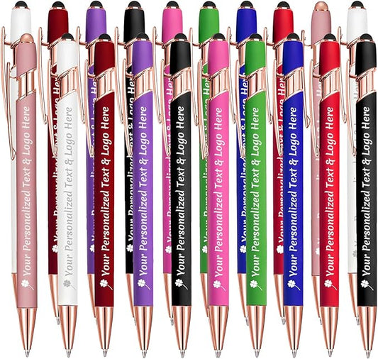 STREADVE Personalized Custom Pens 20 Engraved Writing Pen with Name Logo, Customized Promotional Items Stylus Pen Gifts for Men Women Realtor Business Reunion Wedding