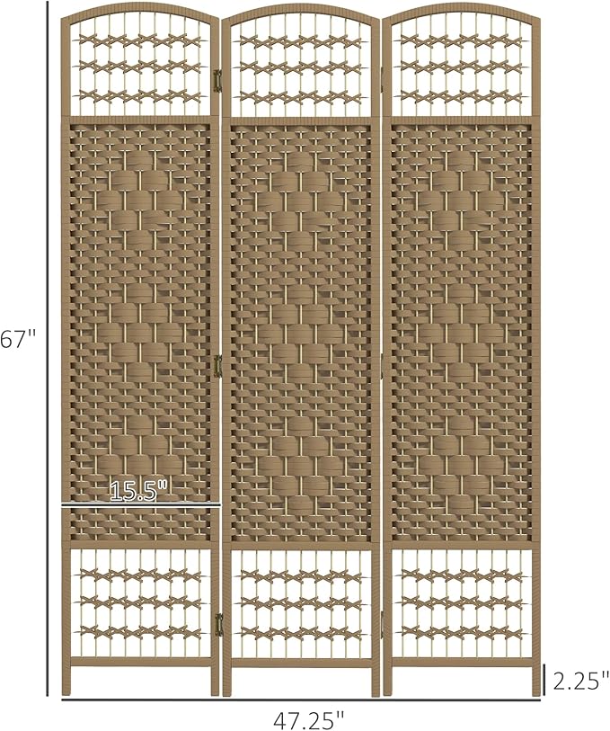 NicBex Room Divider 3 Panel Room Dividers with Woven Paper Design Partition Room Dividers and Folding Privacy Screens 5.6 FT Wall Divider for Office, Room Separation,47.25"W x 0.5"D x 67"H, Natural