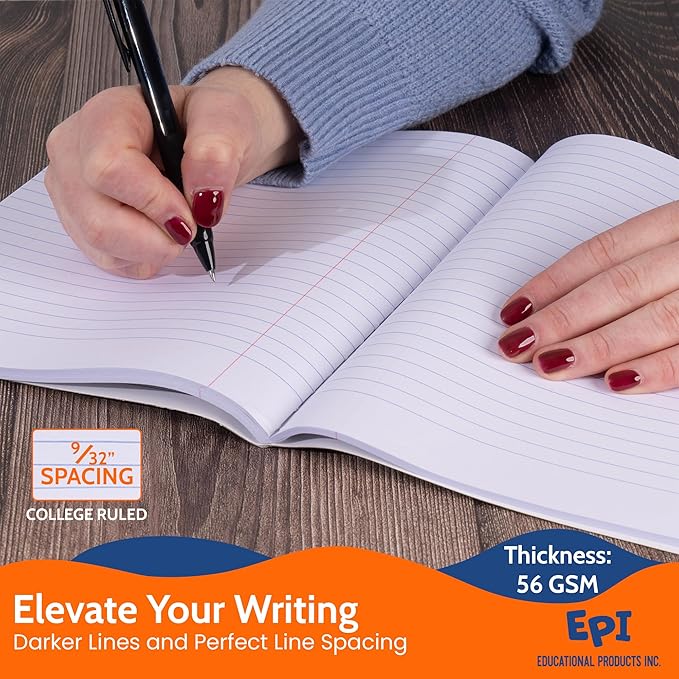 EPI Spiral Notebook | 5 Subject - College Ruled - 180 Sheets, Durable Spiral Binding | 10.5 x 8 in | Classroom Supplies | School, Office, Note Taking, Journaling - 12 Pack