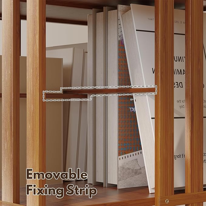 Rotating Bookshelf Tower, 360 Display Spinning Bookcase, Bamboo Bookshelf Floor Standing Storage Rack, Wood Narrow Book Shelf Organizer for Kids&Adults, Walnut 6 Tier