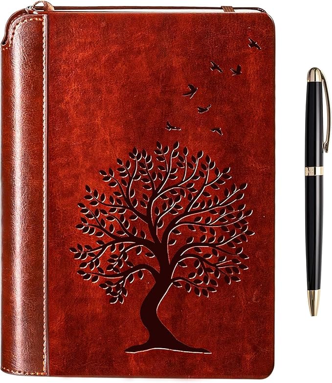 SETTINI® Tree of Life Journal Gift Set - Hardcover Vegan Leather, Unique Pen Holder, Lined, 192 Pages, 6 x 8.5 inches - Includes Pen for Writing and Travel - Birthday Gift