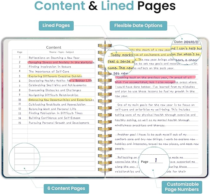 Lined Spiral Notebook Journal for Work, 300 Pages Thick B5 (7.1"x10") College Ruled Journal for Women & Writing, Hardcover Notebook for Note Taking, Perfect for Office Home School Supplies, Sunset