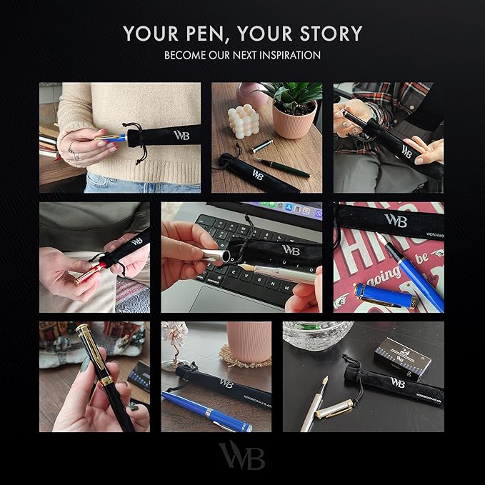 Wordsworth & Black Fountain Pen Set, Medium Nib, Includes 24 Pack Ink Cartridges, Ink Refill Converter & Gift Pouch, Chrome Finish, Calligraphy, [Racing Green], Perfect for Men & Women