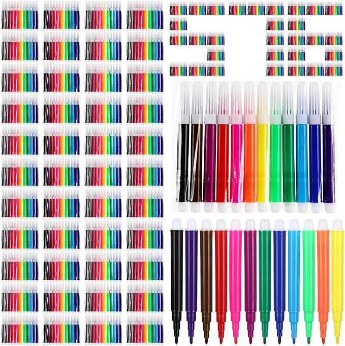 576 Pcs Mini Markers Colored Pen 3.4 Inch Vibrant Colors Portable Short Colored Markers Assorted Multicolor Watercolor Marker Pen for Kids and Adult Glass Office School Supplies (12 Colors)