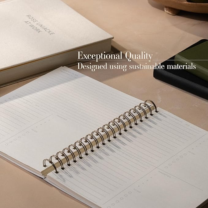 Anecdote Planner 2025 (8.5" x 10") Daily Planner Weekly Monthly Planner - 52 Weeks w/Library Buckram Cover, Brass Spiral - A4 Size Bleed-Resistant Paper – Dutch Blue