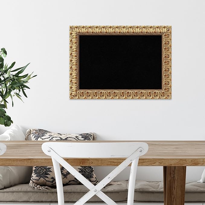 Amanti Art Black Cork Board for Wall, 15x21 Vision Board with Gold Wood Frame, Small Corkboard Office Decor for Home Organization, Traditional Corkboard Pinboard to Display Items for Home