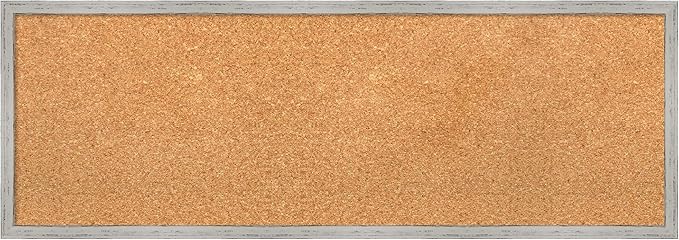 Amanti Art Natural Cork Board for Wall, 13x37 Vision Board with White Frame, Medium Corkboard Office Decor for Home Organization, Cottage Corkboard Pinboard to Display Items for Home Organization in