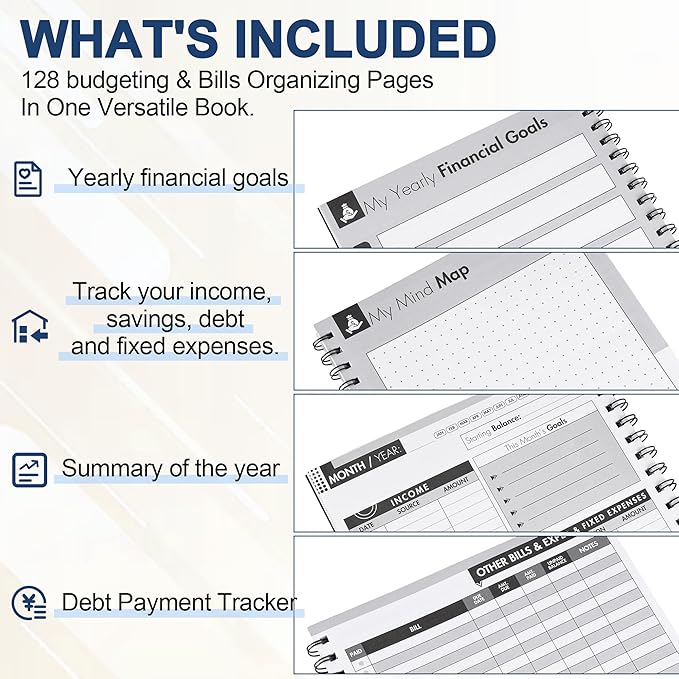 Monthly Bill Payment Checklist: Bill Tracker Notebook With Spiral Binding 8"x10" The 4-Year Guide for Families & Money Managers, 960 Billing Records Included (Blue)