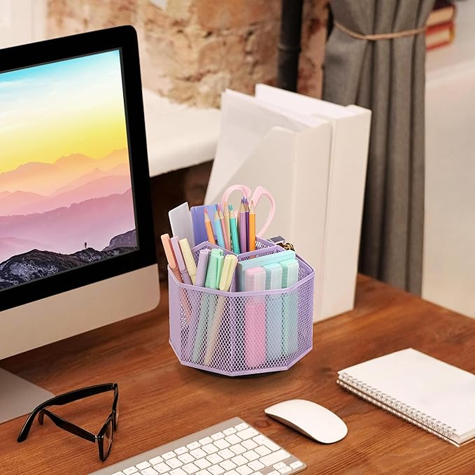 Exerz Desk Organiser/Mesh Desk Tidy Candy/Pen Holder/Multifunctional Organiser 360 Rotating