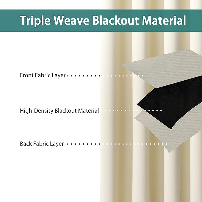 BONZER Room Divider Blackout Curtain Extra Wide Room Darkening Total Privacy Wall Noise Reducing for Living Room, 96L x 150W Inch (8L x 12.5W ft), 1 Panel, Cream