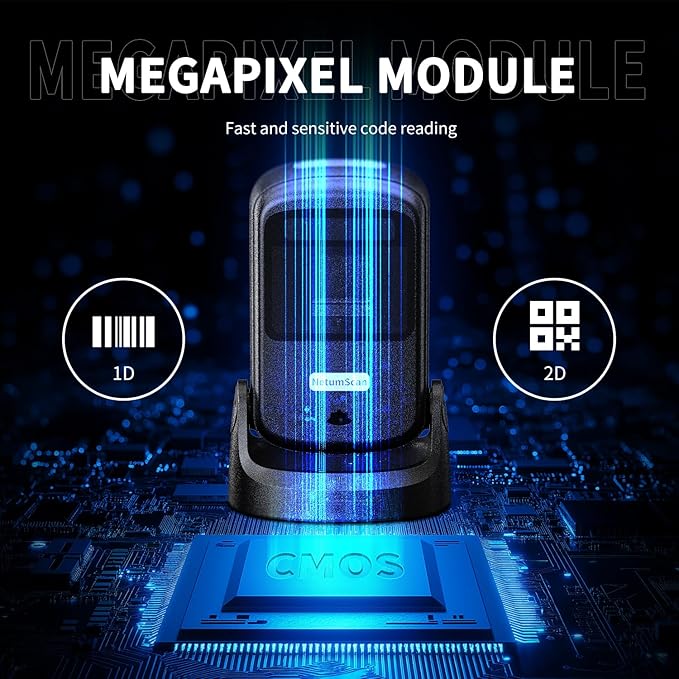 NetumScan Automatic Hands-Free Barcode Scanner - 1D/2D Desktop USB Wired Scanner for Retail Store, Warehouse, Supermarket, POS System, Checkout Counter (Windows/Mac/Linux)