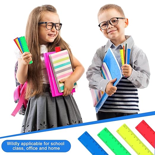 Zonon 200 Pcs Rulers Bulk Plastic Flexible Straight Rulers with Inches and Centimeters for First Day of School Gift for Students Back to School Office Supplies(Opaque Bright Color,6 Inch)