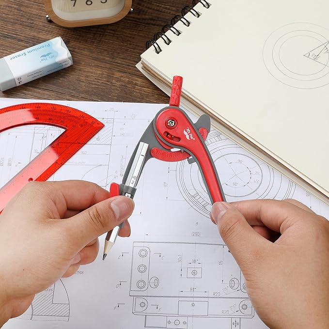 Mr. Pen- Compass and Protractor Set, Candy Apple Red, Compass Geometry Tool, Protractor and Compass Set, Compass Drawing Tool, Drawing Compass, Geometry Compass, Math Compass for Geometry