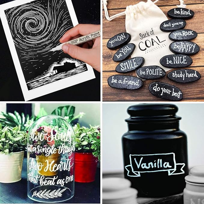 Red Marker Paint Pens - 6 Pack Acrylic Red Permanent Marker, 0.7mm Extra Fine Tip Paint Pen for Art projects, Drawing, Rock Painting, Stone, Ceramic, Glass, Wood, Plastic, Metal, Canvas DIY Crafts