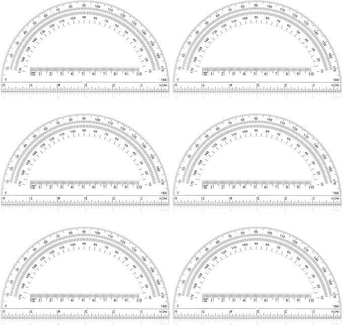 Zonon 6 Pieces Plastic Protractors Bulk Classroom Clear Math Protractors 180 Degrees 6 Inch for Geometry Student, Angle Measurement, Students Back to School Supplies Office Supplies