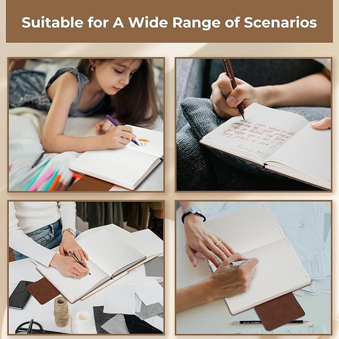 Leather Journal for Men 320 Pages B5 Large Journaling Notebooks with 100 GSM Thick Paper Journals for Writing Notebook for Men & Women with Buckle Closure Work Diary, 7.28" x 10.23", Brown