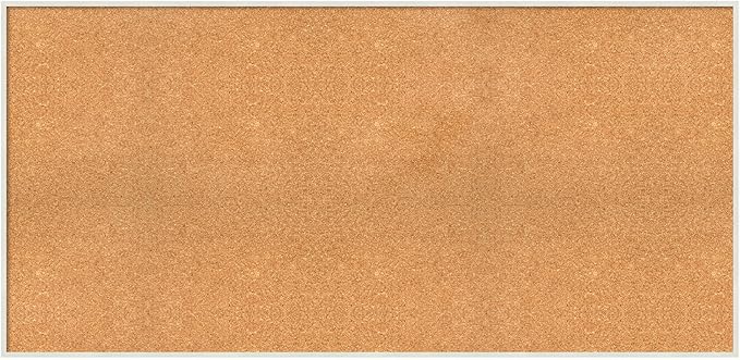 Amanti Art Natural Cork Board for Wall, 27x55 Vision Board with White Frame, Oversize Corkboard Office Decor for Home Organization, Modern Corkboard Pinboard to Display Items for Home Organization in